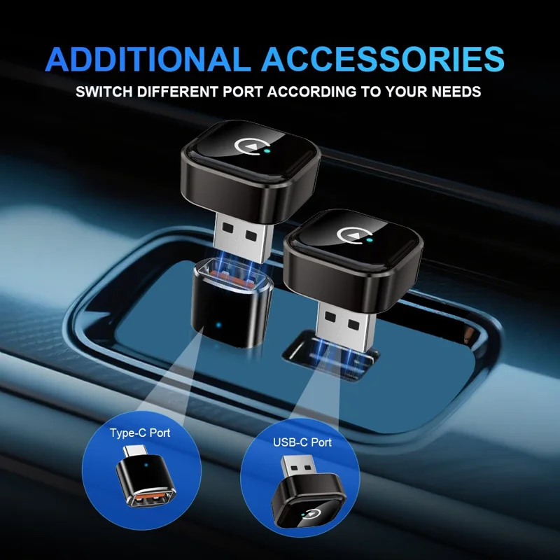 M62 2-in-1 AI-Box Wireless CarPlay-Adapter für integriertes CarPlay / Android Auto, Kabellos-Wandler für Kabelgebundene Verbindungen – Schwarz