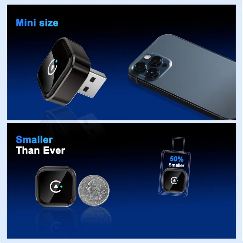 M62 2-in-1 AI-Box Wireless CarPlay-Adapter für integriertes CarPlay / Android Auto, Kabellos-Wandler für Kabelgebundene Verbindungen – Schwarz