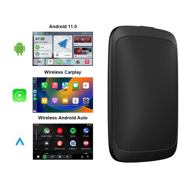 M65 Car Play AI Box Android 11 Bezprzewodowy Car Play / Android Auto Inteligentny Adapter 2GB+16GB - Czarny