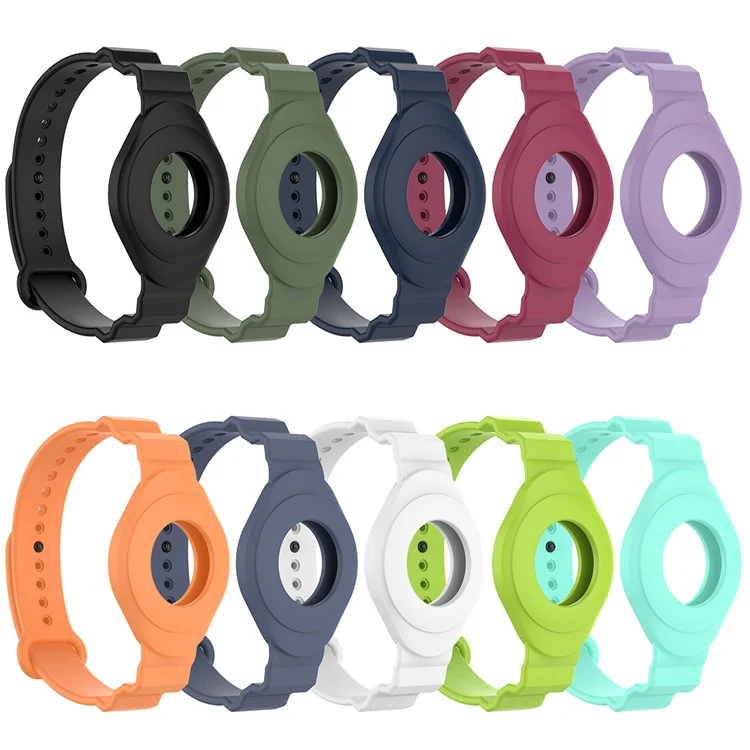 Anti-Lost Protective Cover Case Kids Elderly Silicone Bracelet Wristband Strap for Apple AirTag Tracker - Schwarz