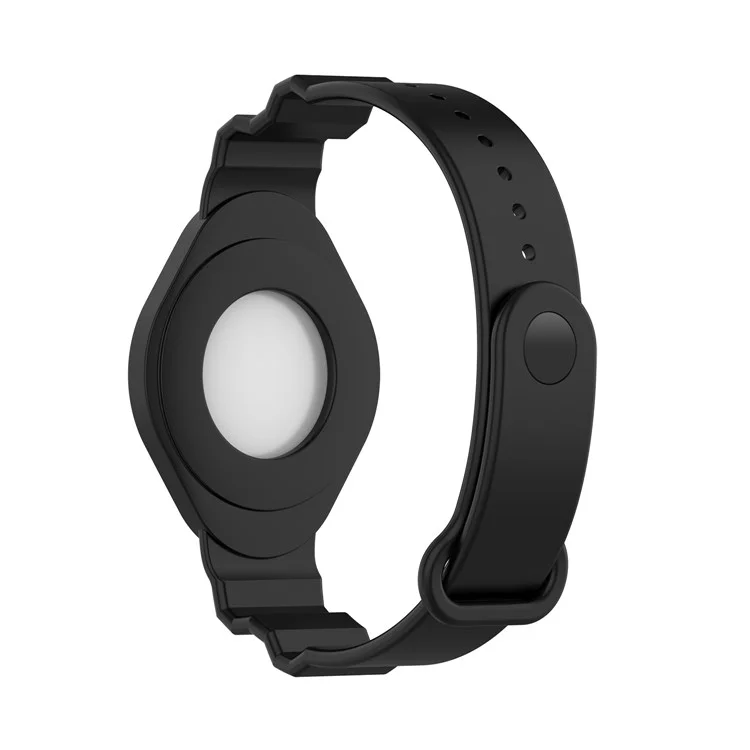 Anti-Lost Protective Cover Case Kids Elderly Silicone Bracelet Wristband Strap for Apple AirTag Tracker - Schwarz