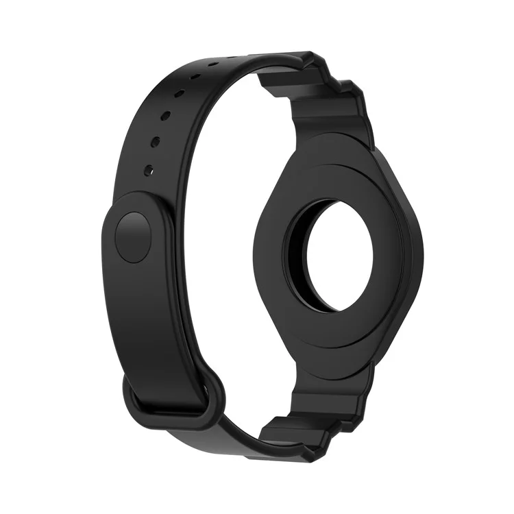 Anti-Lost Protective Cover Case Kids Elderly Silicone Bracelet Wristband Strap for Apple AirTag Tracker - Schwarz
