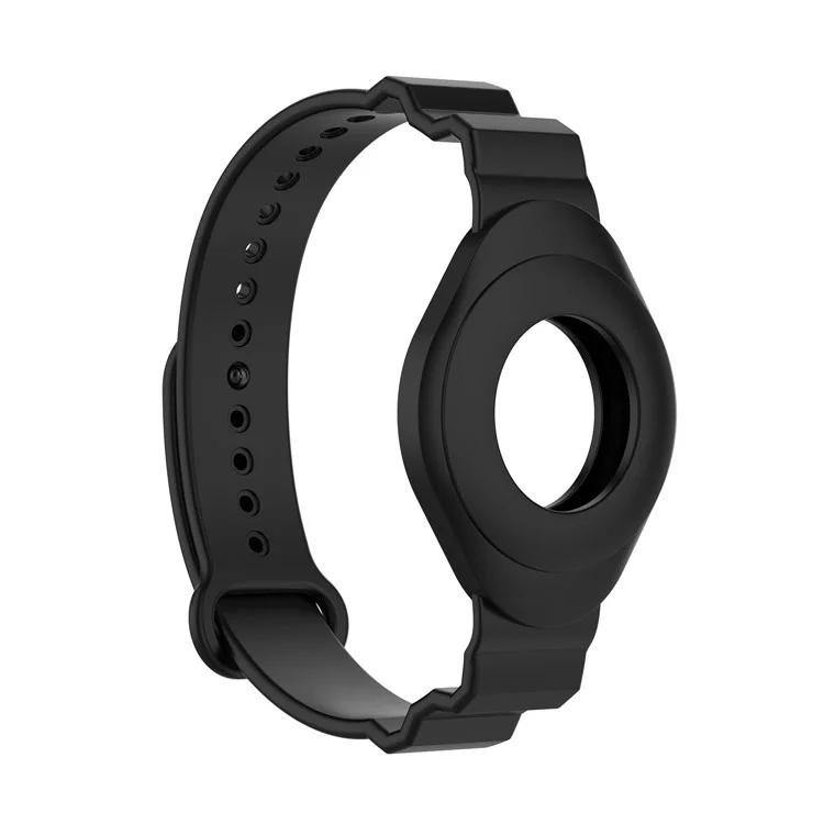 Anti-Lost Protective Cover Case Kids Elderly Silicone Bracelet Wristband Strap for Apple AirTag Tracker - Schwarz