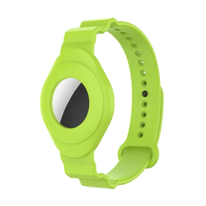 Anti-Lost Protective Cover Case Kids Elderly Silicone Bracelet Wristband Strap for Apple AirTag Tracker - Green