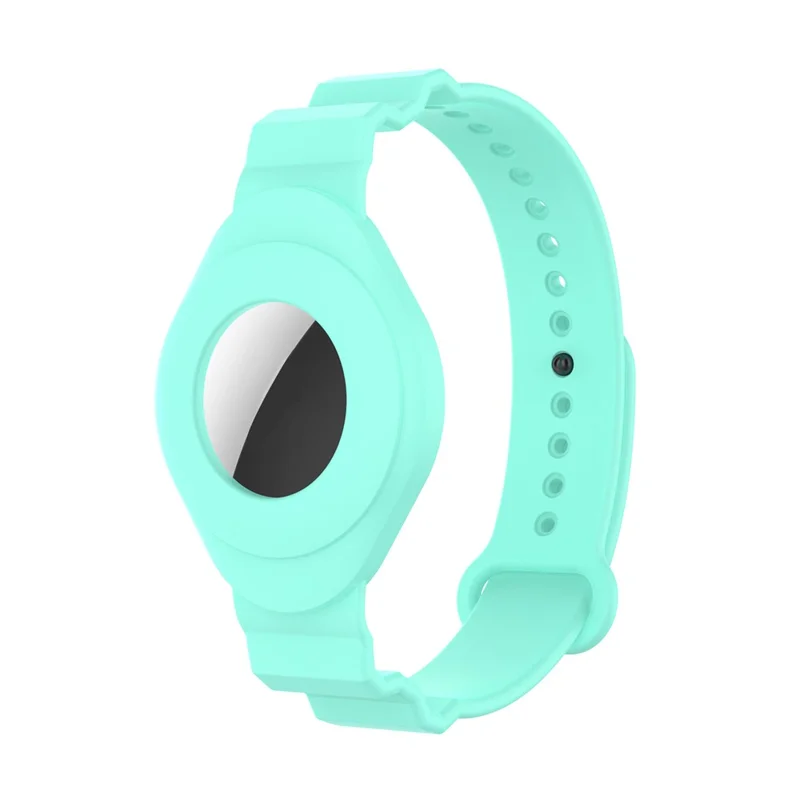 Anti-Lost Beskyttelsesdæksel Skalk Kids Ældre Silikone Armbånd Armbåndssnor til Apple AirTag Tracker - Cyan