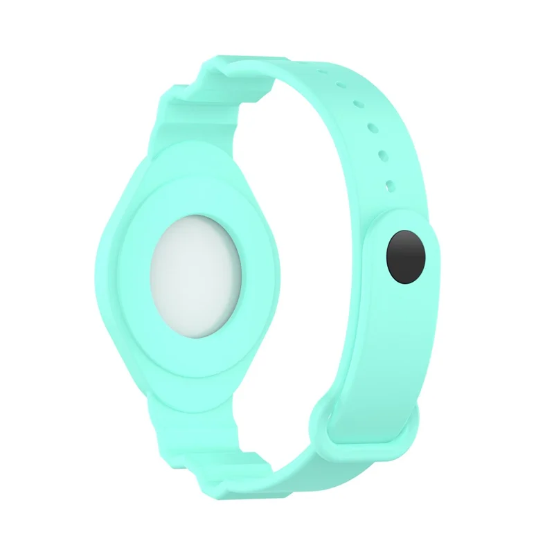Anti-Lost Beskyttelsesdæksel Skalk Kids Ældre Silikone Armbånd Armbåndssnor til Apple AirTag Tracker - Cyan