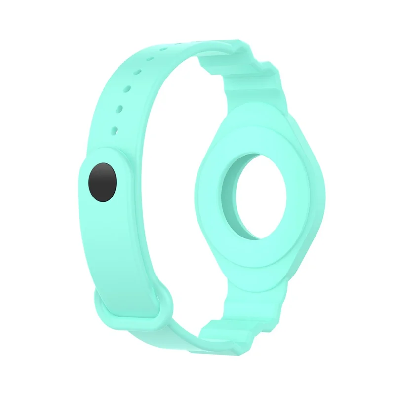 Anti-Lost Beskyttelsesdæksel Skalk Kids Ældre Silikone Armbånd Armbåndssnor til Apple AirTag Tracker - Cyan