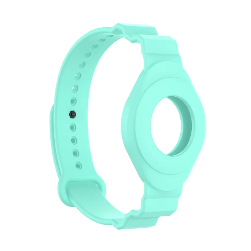 Anti-Lost Beskyttelsesdæksel Skalk Kids Ældre Silikone Armbånd Armbåndssnor til Apple AirTag Tracker - Cyan