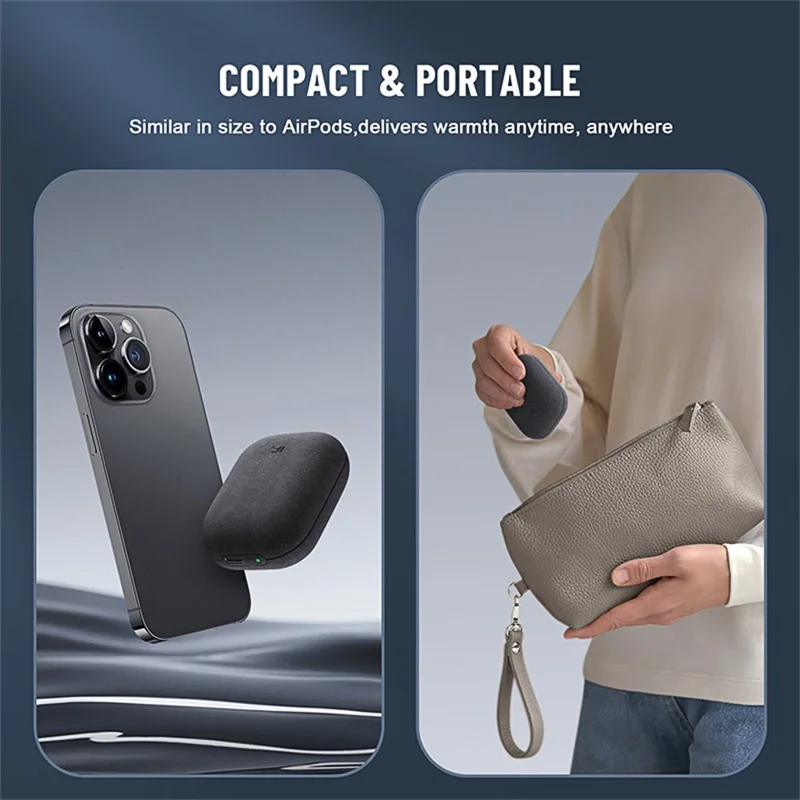 ICARER FAMILY X-MINI 4000mAh Rechargeable Hand Warmer 3 Temperature Settings USB-C Fast Charging Winter Hand Warmer - Black