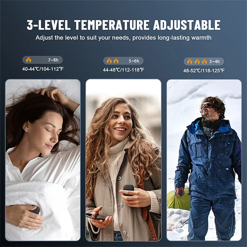 ICARER FAMILY X-MINI 4000mAh Rechargeable Hand Warmer 3 Temperature Settings USB-C Fast Charging Winter Hand Warmer - Black