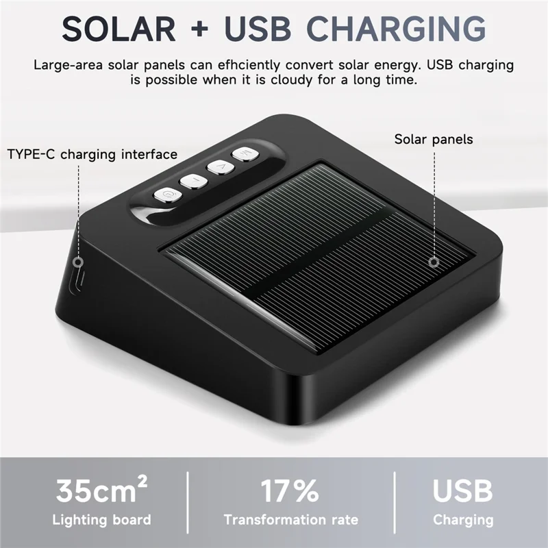 GS-301 Solar Powered Clock Temperature Display LED Digital Alarm Clock with Fatigue Driving Reminder - Black