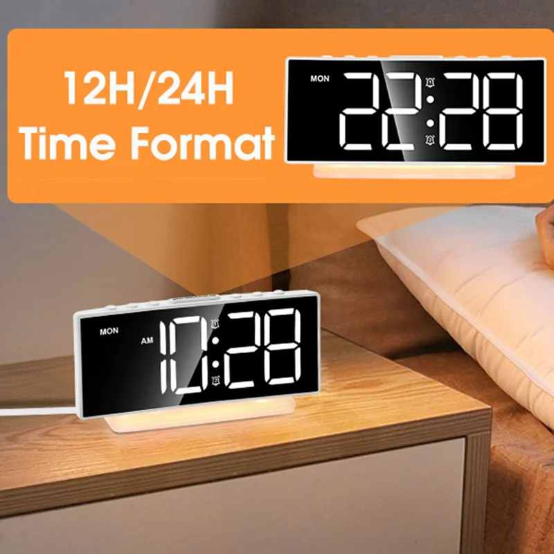 GS-G10 LED Digital Clock for Living Room TV Stand 3 Volume Levels Electronic Alarm Clock with Night Light - Black