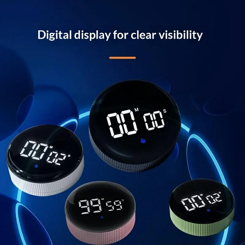 GS-302 Kitchen Timer Digital Countdown Clock Magnetic Rotating Electronic Stopwatch for Cooking / Fitness / Study - White