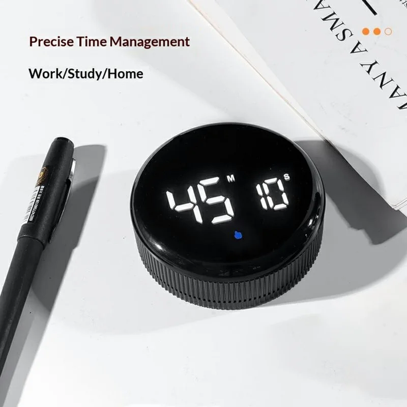 GS-302 Kitchen Timer Digital Countdown Clock Magnetic Rotating Electronic Stopwatch for Cooking / Fitness / Study - White