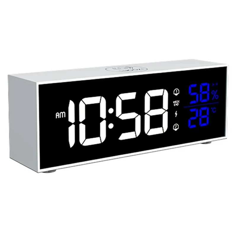 GS-8812 Multi-function Music Alarm Clock Mirror Display LED Digital Indoor Thermometer Hygrometer - White