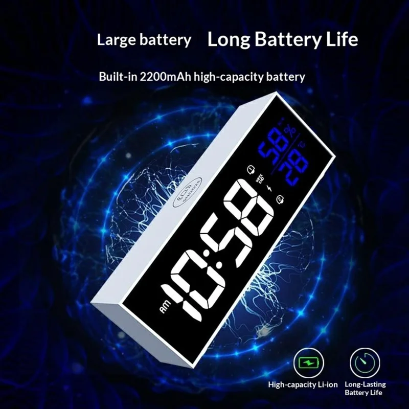 GS-8812 Multi-function Music Alarm Clock Mirror Display LED Digital Indoor Thermometer Hygrometer - White