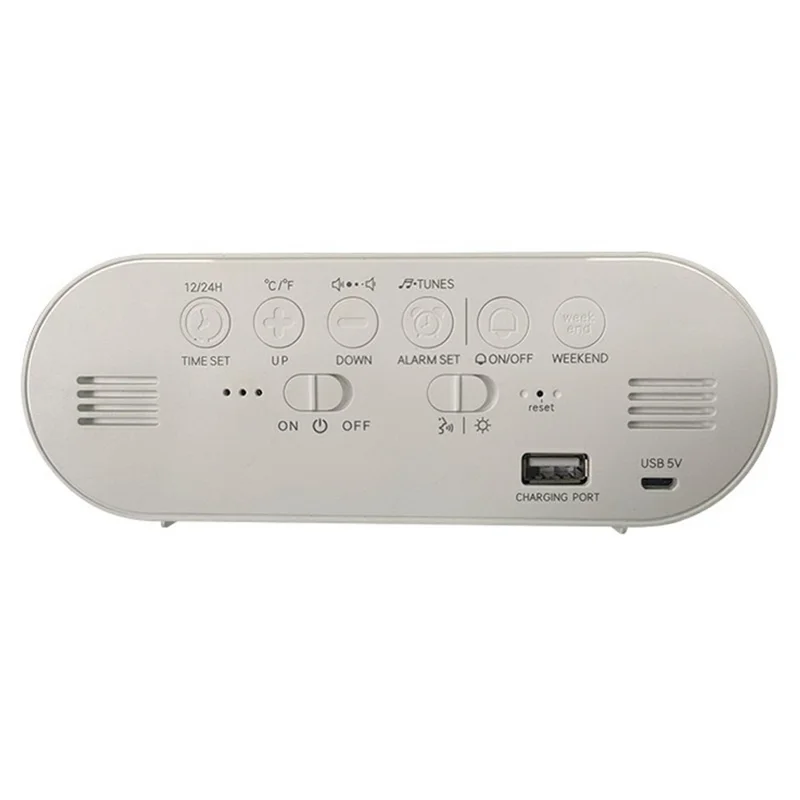 GS-8811 LED Mirror Alarm Clock Digital Display Thermometer Hygrometer Smart Music Clock - White