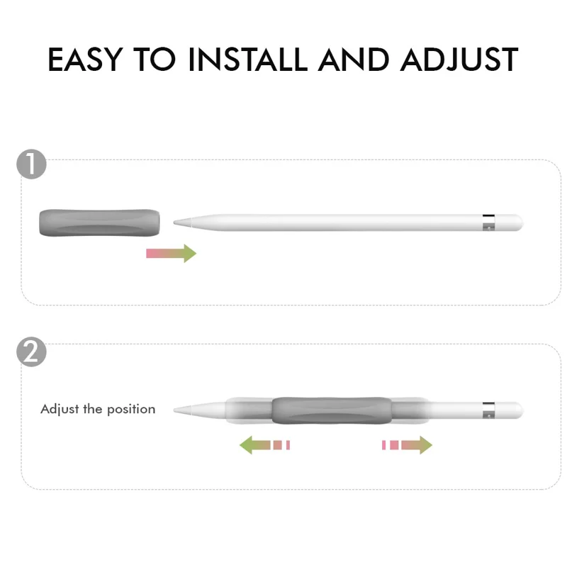 AHASTYLE PT113-1 Silicone Case for Apple Pencil (2nd Generation)  /  Pencil (1st Generation) Grip Sleeve Stylus Protective Cover - Grey