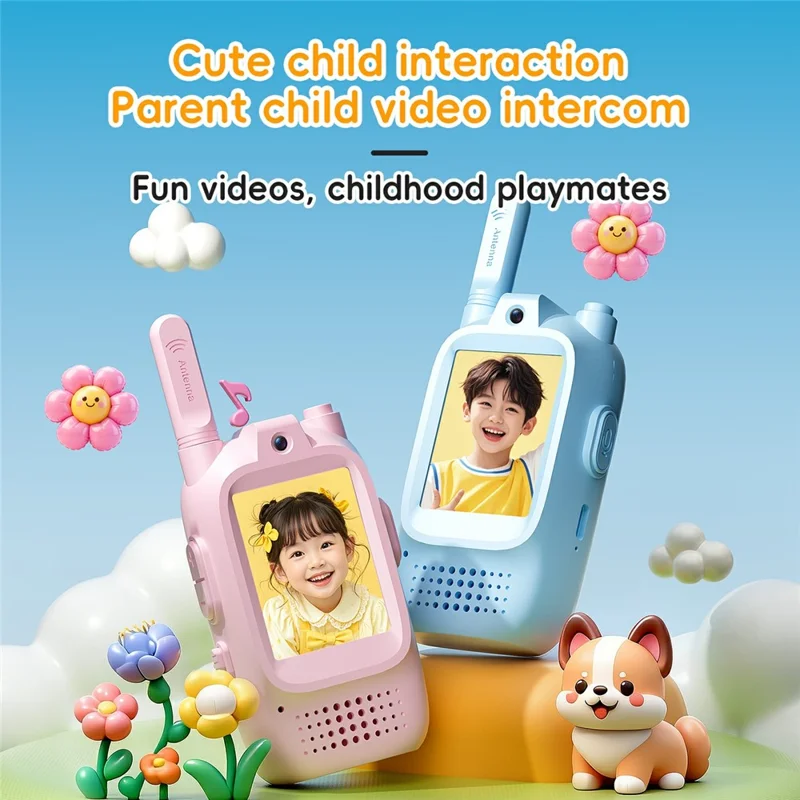 M5 2 Stück / Set 2,0-Zoll-Farbdisplay Kinder-Video-Sprechfunkgerät, drahtloses Kommunikationsgerät für Kinder - Rosa+Rosa