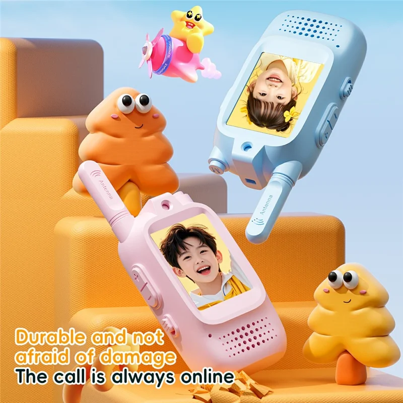 M5 2 Stück / Set 2,0-Zoll-Farbdisplay Kinder-Video-Sprechfunkgerät, drahtloses Kommunikationsgerät für Kinder - Rosa+Rosa
