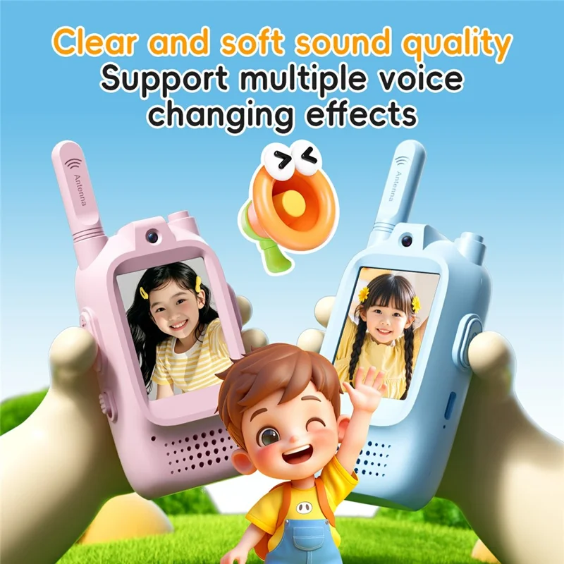M5 2 Stück / Set 2,0-Zoll-Farbdisplay Kinder-Video-Sprechfunkgerät, drahtloses Kommunikationsgerät für Kinder - Rosa+Rosa