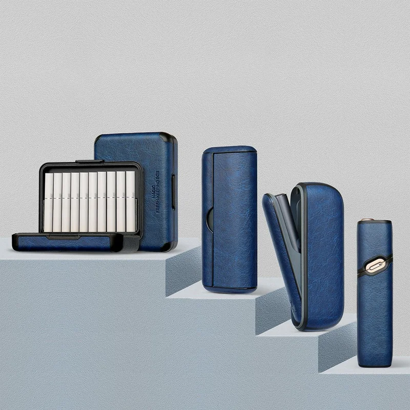 Custodia protettiva per IQOS ILUMA Prime / ILUMA I Prime in ecopelle PU e policarbonato antiurto - Blu