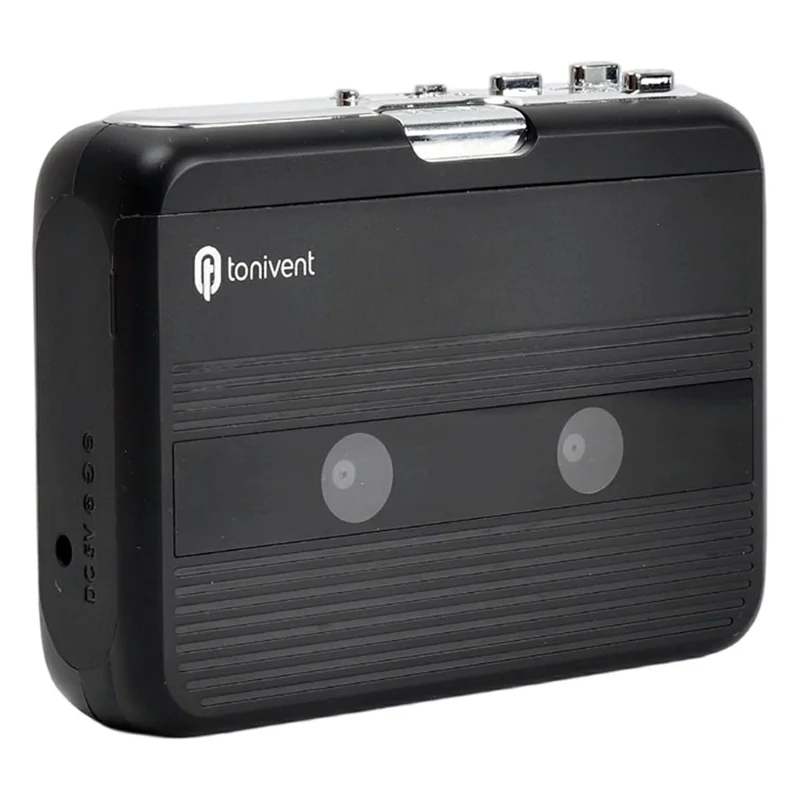 TONIVENT TON007B Kassetteafspiller Bluetooth-kompatibel FM-radio Mini bærbar båndafspiller med 3,5 mm hovedtelefonstik - Sort