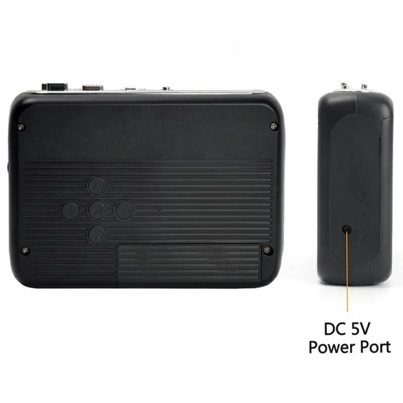 TONIVENT TON007B Kassetteafspiller Bluetooth-kompatibel FM-radio Mini bærbar båndafspiller med 3,5 mm hovedtelefonstik - Sort