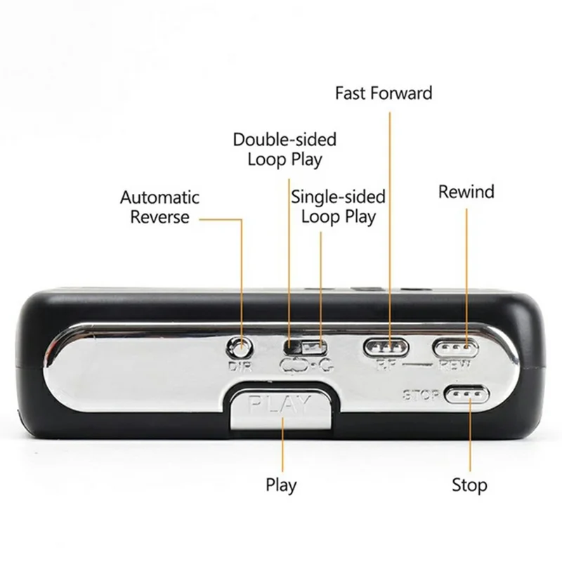 TONIVENT TON007B Kassetteafspiller Bluetooth-kompatibel FM-radio Mini bærbar båndafspiller med 3,5 mm hovedtelefonstik - Sort