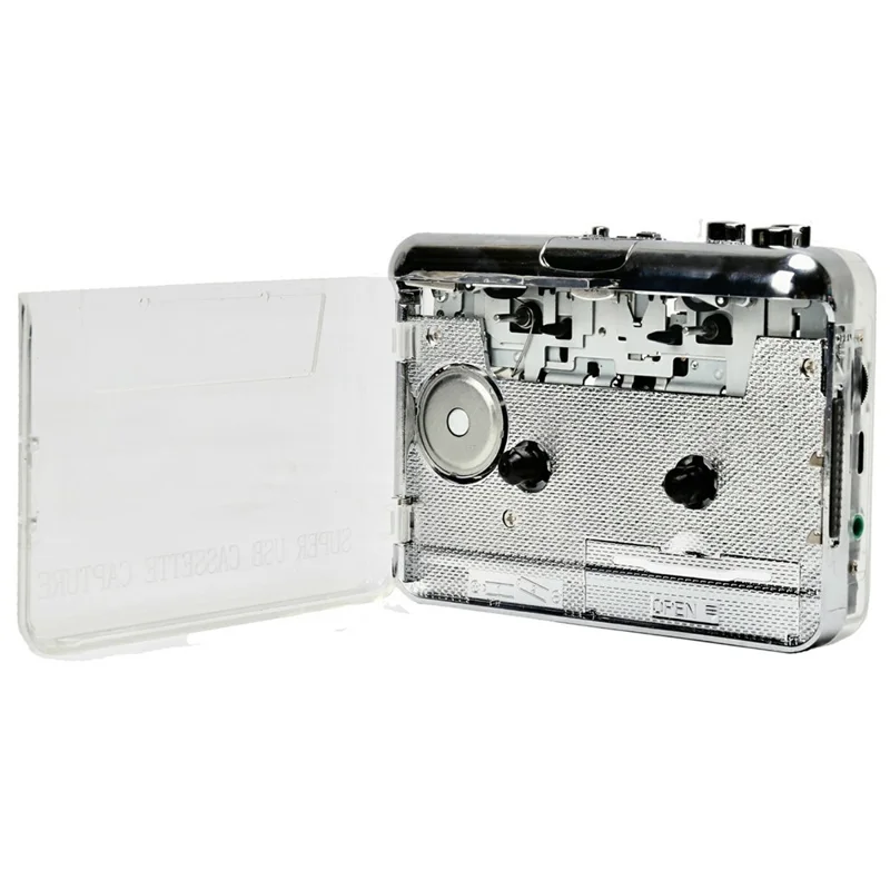 TON010 Portable Cassette Player Tape to MP3 Audio Converter with 3.5mm Headphone Jack - Transparent