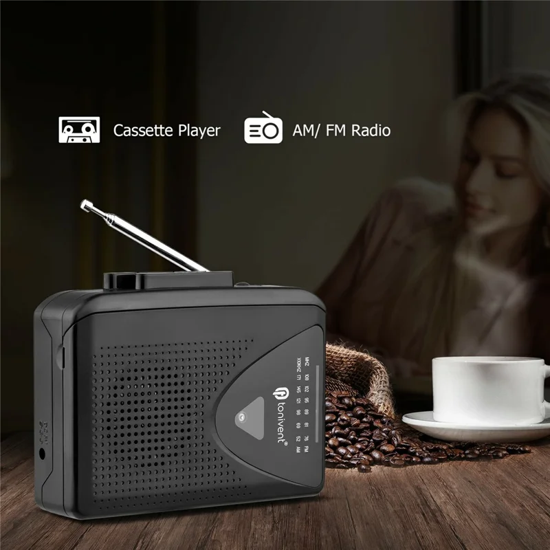 TONIVENT TON009 Retro Portable Cassette Player Built-in Speaker FM / AM Radio with 3.5mm Headphone Jack