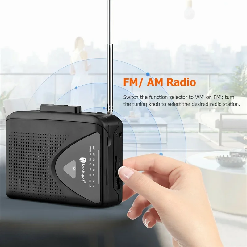 TONIVENT TON009 Retro Portable Cassette Player Built-in Speaker FM / AM Radio with 3.5mm Headphone Jack