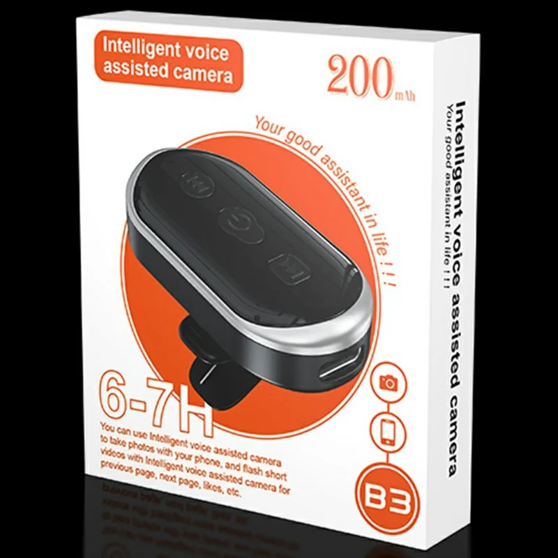 B3 Intelligent Voice Control Bluetooth-compatible Remote Shutter Controller Wireless Camera Remote - Black