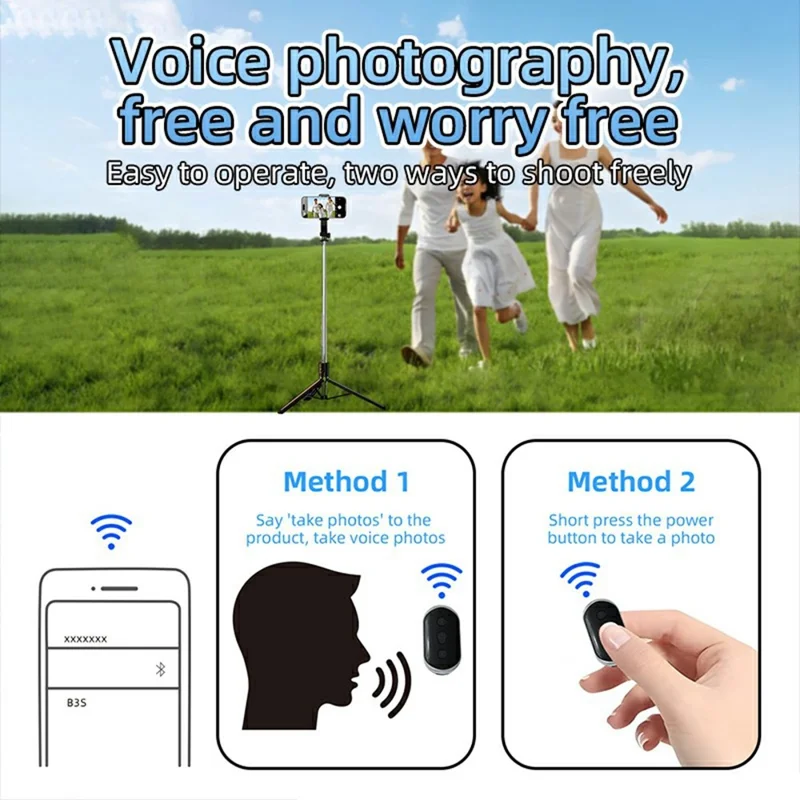 B3 Intelligent Voice Control Bluetooth-compatible Remote Shutter Controller Wireless Camera Remote - Black