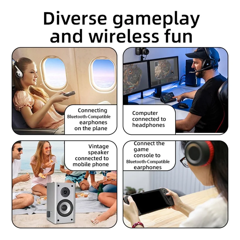 B4S 3.5mm Audio Adapter Wireless Transmitter Receiver Car BT 5.3 Device for Home / Car / Office - Black