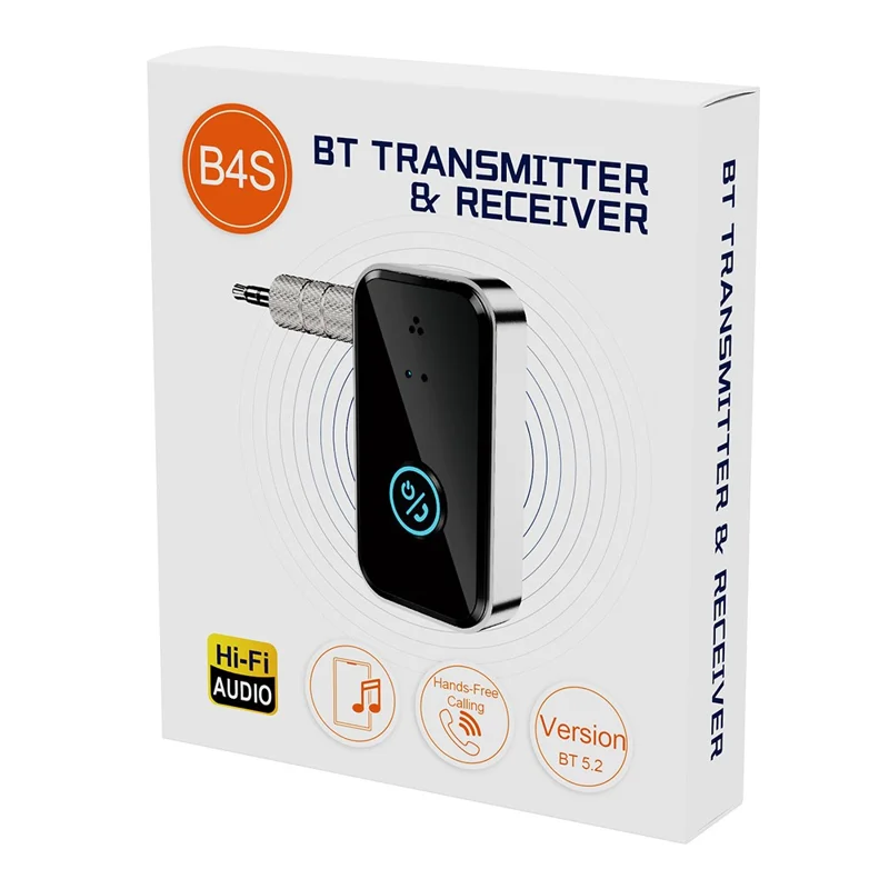 B4S 3.5mm Audio Adapter Wireless Transmitter Receiver Car BT 5.3 Device for Home / Car / Office - Black