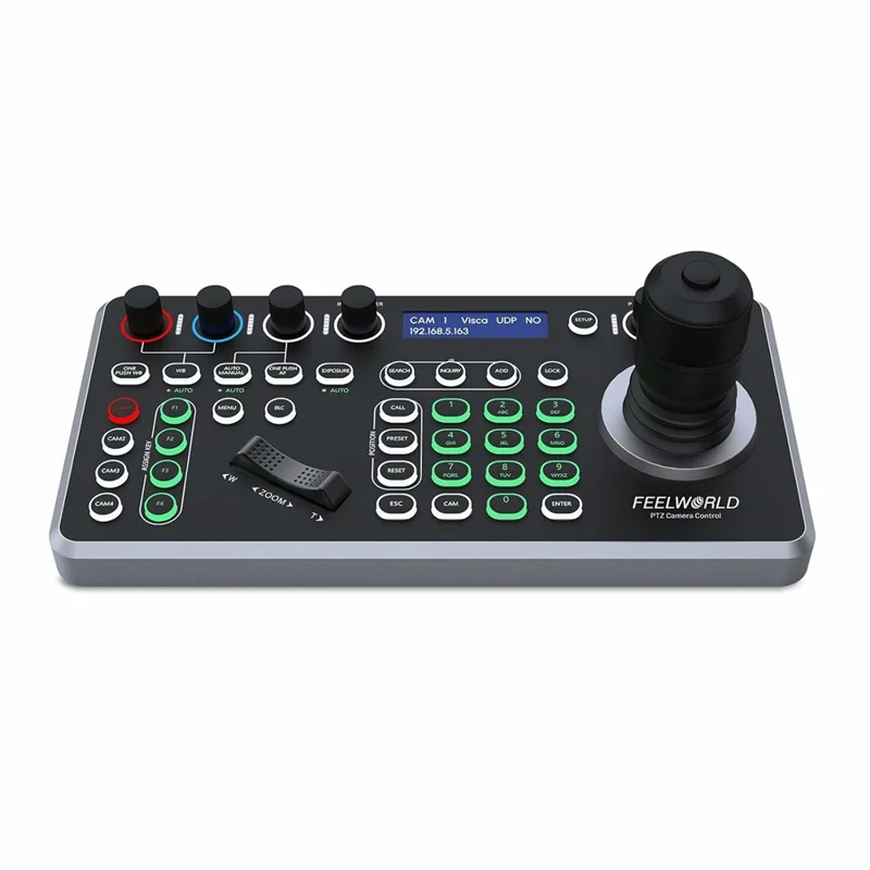 FEELWORLD KBC20 PTZ Camera Controller Precise Joystick Control Multiple Protocol PoE Powered Console - US Plug