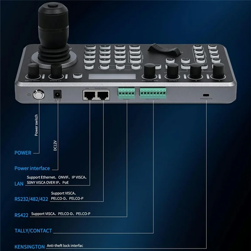 FEELWORLD KBC20 PTZ Camera Controller Precise Joystick Control Multiple Protocol PoE Powered Console - US Plug