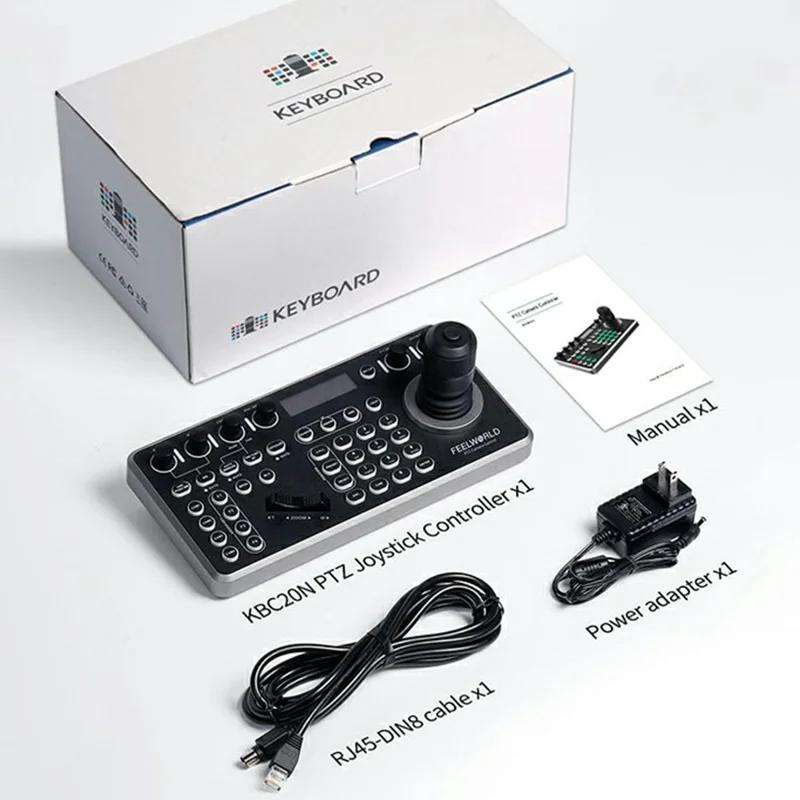 FEELWORLD KBC20N PTZ Camera Controller Joystick 4D Variable Speed with LCD Display Control Console - US Plug