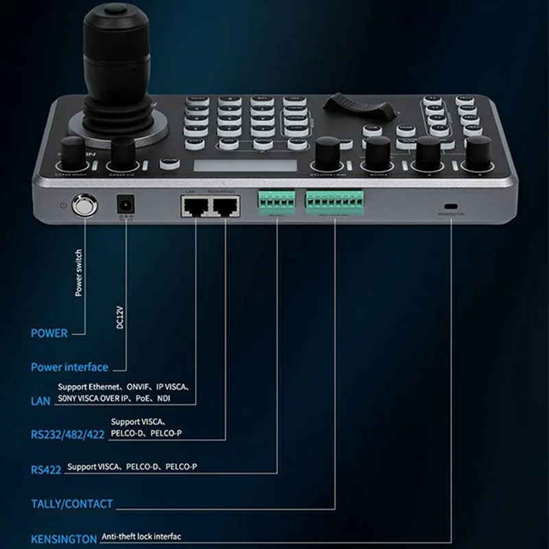 FEELWORLD KBC20N PTZ Camera Controller Joystick 4D Variable Speed with LCD Display Control Console - US Plug