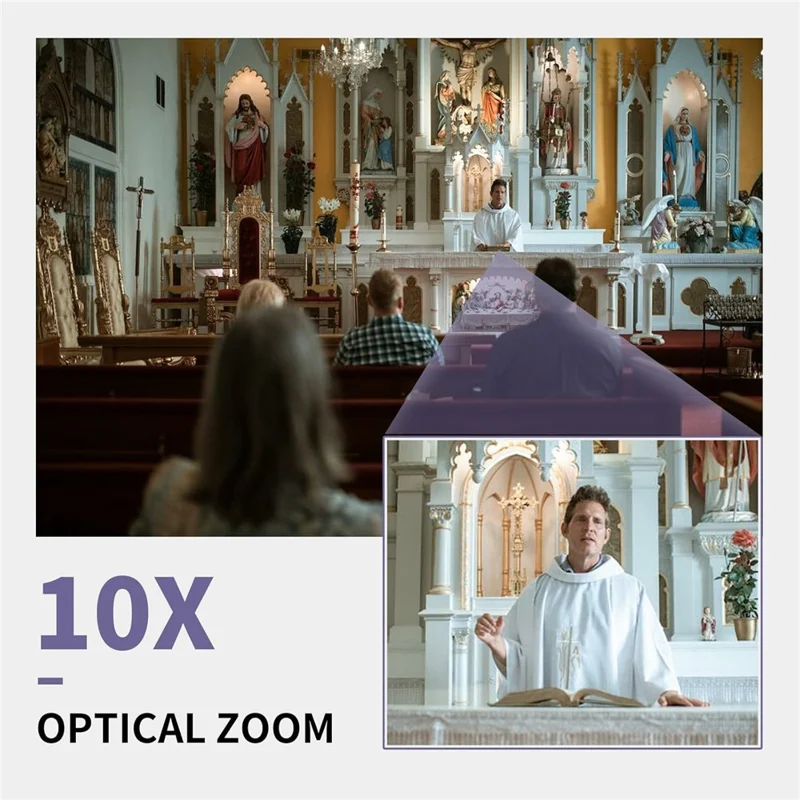 FEELWORLD USB10X PTZ Video Conference Camera 10X Optical Zoom USB2.0 Auto Focus AI Tracking Camera - US Plug