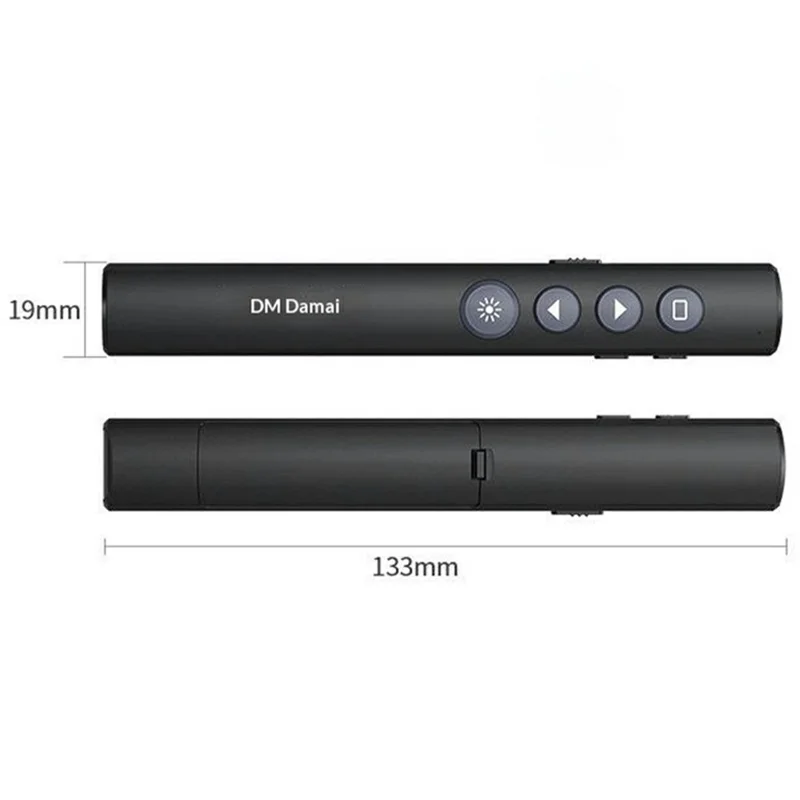 Stylo-pointeur DM PT001S avec télécommande sans fil pour présentation PPT, fonction lien hypertexte - Noir