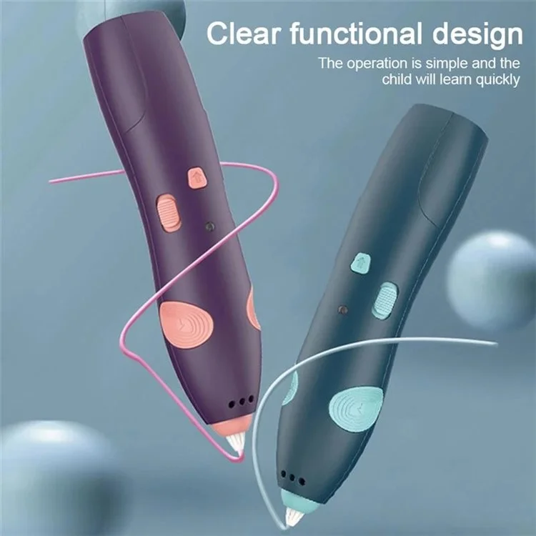 USB Ricaricabile Ricaricabile a Bassa Temperatura 3d Penna Creazione Fai -da -te Per Bambini Disegnare Giocattolo - Viola