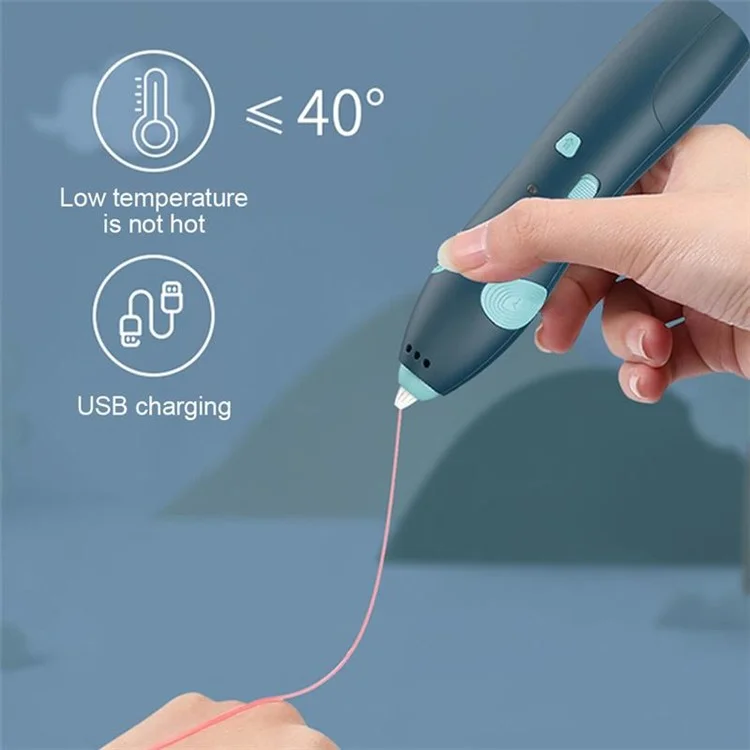 USB Rechargeable Low Temperature 3D Printing Pen DIY Creation Kids Drawing Toy - Purple