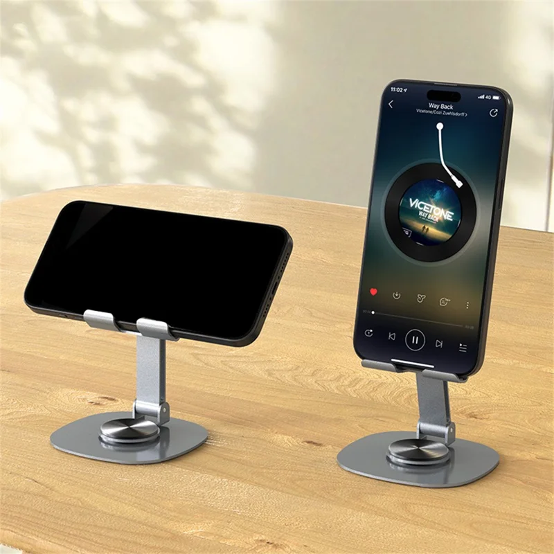 DEVIA EL243 360 Degree Rotation Foldable Metal Phone Stand Desktop Phone Holder - Grey