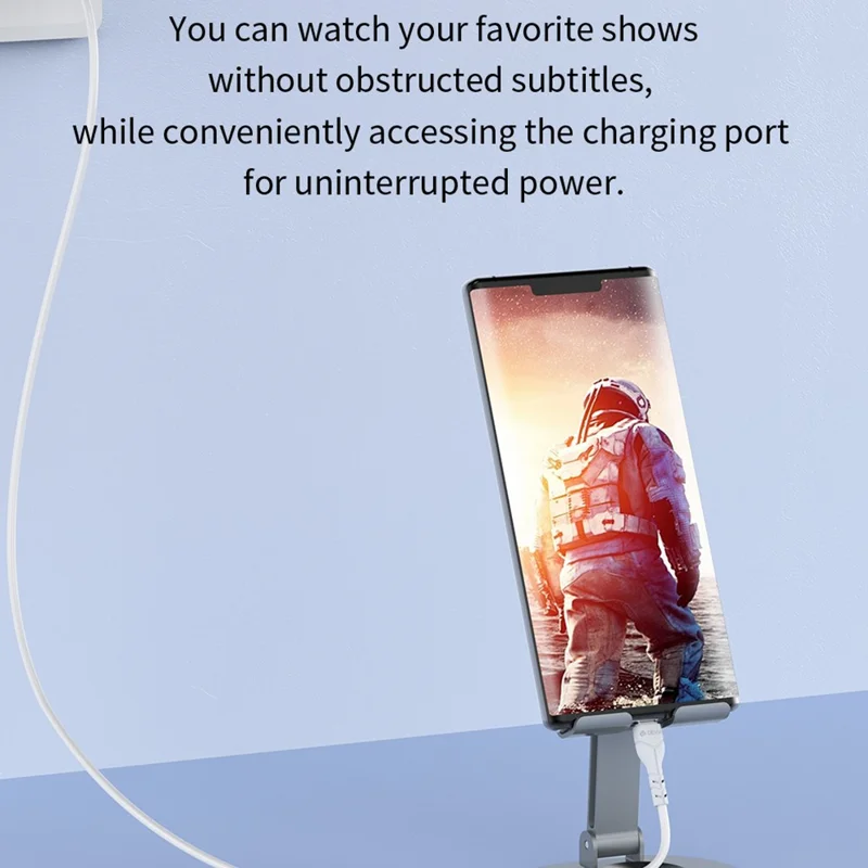 DEVIA EL243 360 Degree Rotation Foldable Metal Phone Stand Desktop Phone Holder - Grey