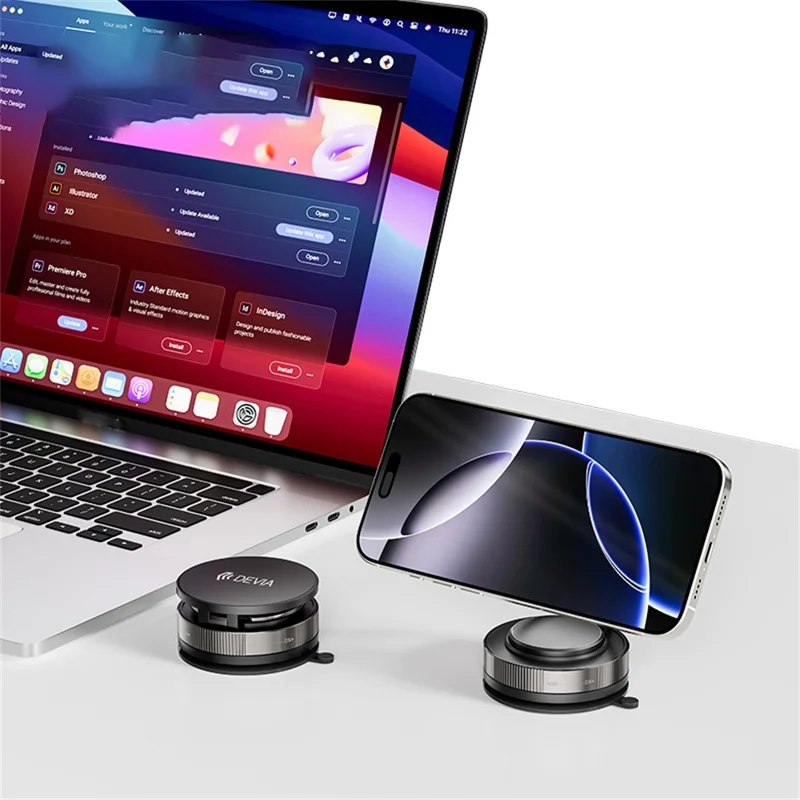 DEVIA ES091 Ultra2 Magnetic Multi-Angle Adjustable Metal Phone Stand Suction Cup Cellphone Holder - White