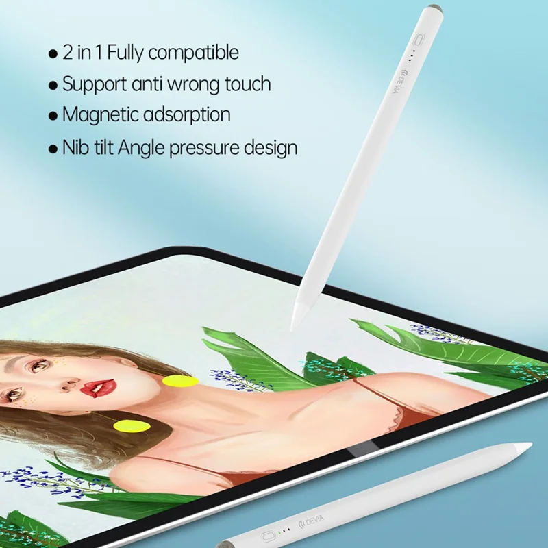 DEVIA SIT2205 Screen Stylus Pen Tilt Sensitivity Palm Rejection Stylus with Magnetic Adsorption - White