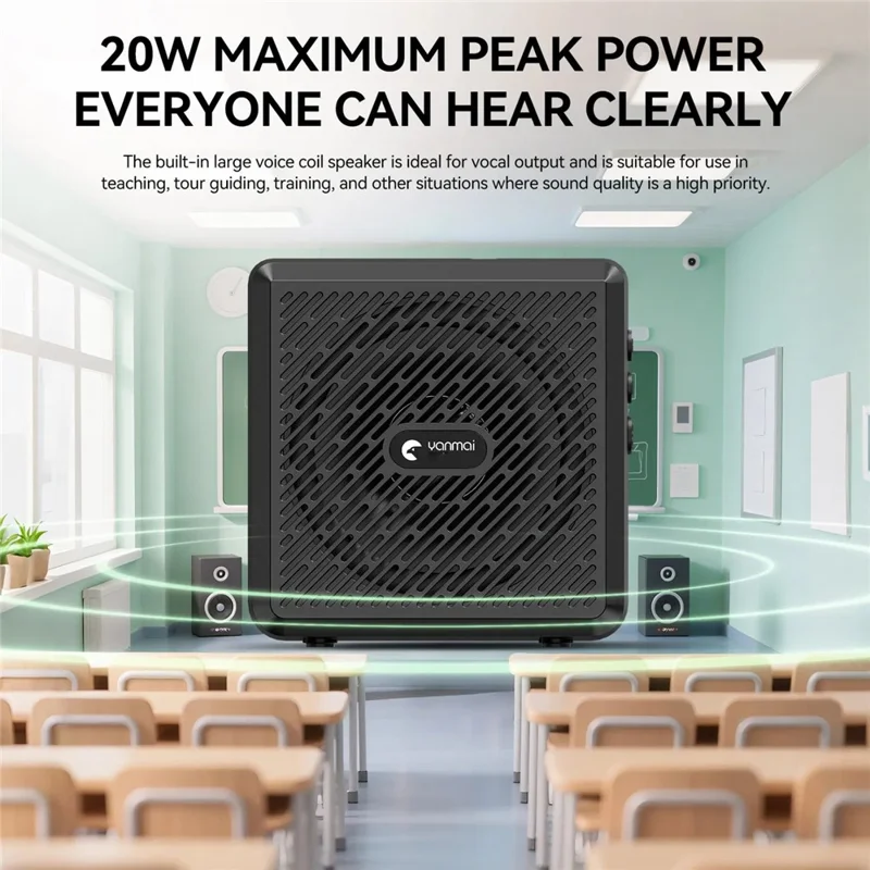 YANMAI K3 Pro For Teaching 2.4G Wireless Bluetooth-compatible Voice Amplifier System with Lavalier Mic and Head-mounted Mic - Black