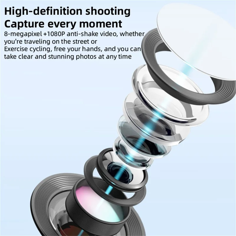 FG02 Smart Glasses AI Voice Camera Photo Real-time Translation Call Sunglasses 512MB Memory - Black